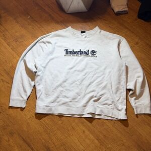 Timberland Mens XL Crewneck Sweatshirt Oatmeal Beige Embroidered Logo Pullover